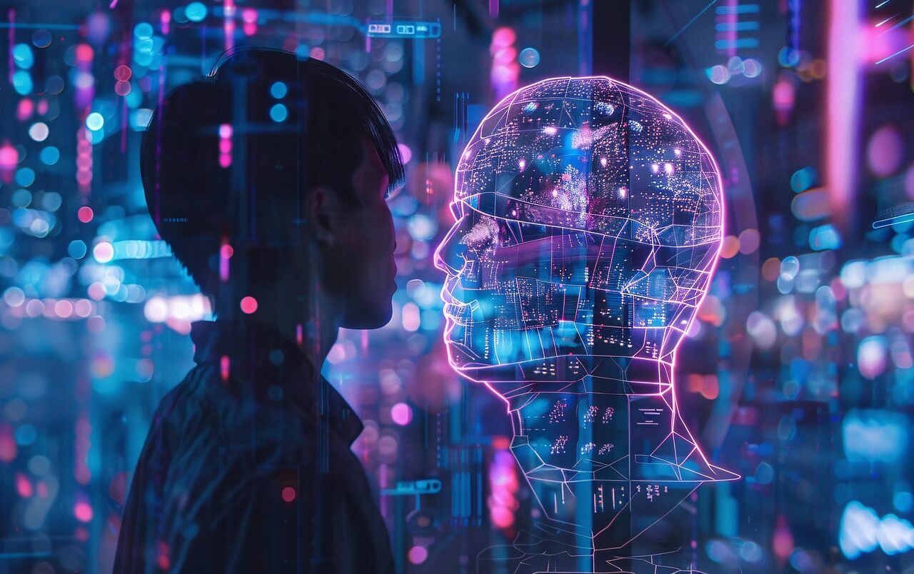 Visual Showing Human Working Alongside Personal Ai Hologram