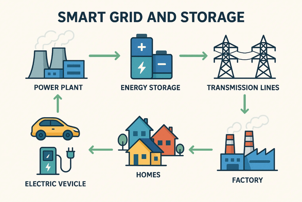 Diagram of Smart Grid and Storage Network