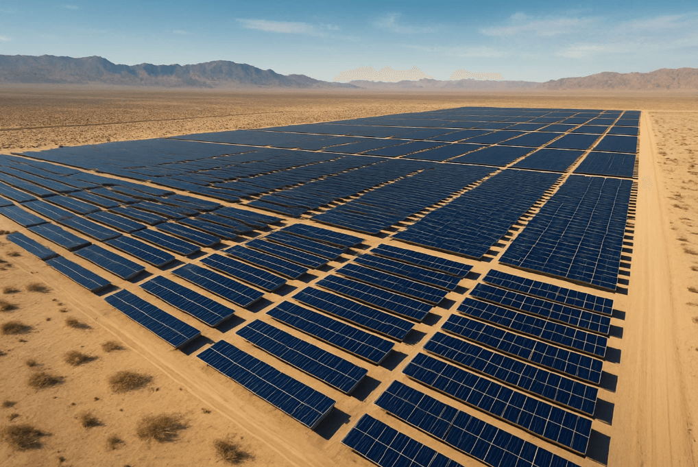 Aerial Image of Solar Farm in Desert